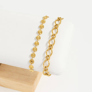 Hammered Oval Chain Bracelet | 18K Gold PVD Stainless Steel
