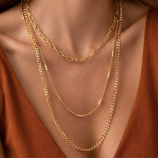 Triple Layered Chunky Chain Necklace | 18K Gold PVD Plated Waterproof Stainless Steel