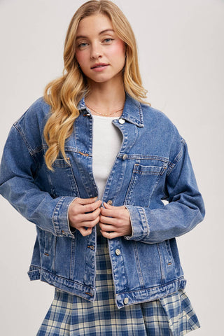 Darby Denim Button Down Oversized Jacket | Black Wash