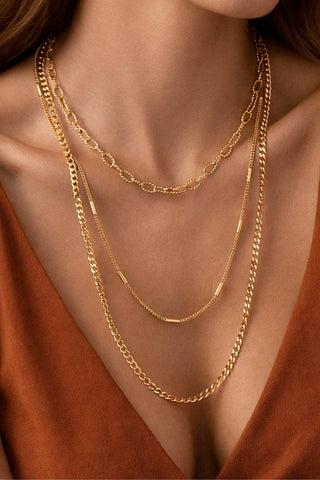 Triple Layered Chunky Chain Necklace | 18K Gold PVD Plated Waterproof Stainless Steel