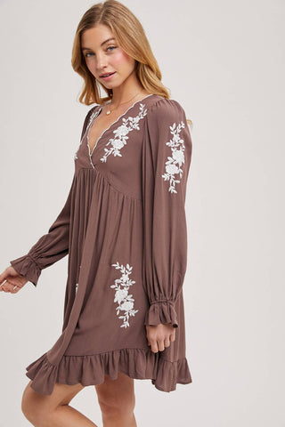 Samantha Embroidered Ruffled Dress | Sage