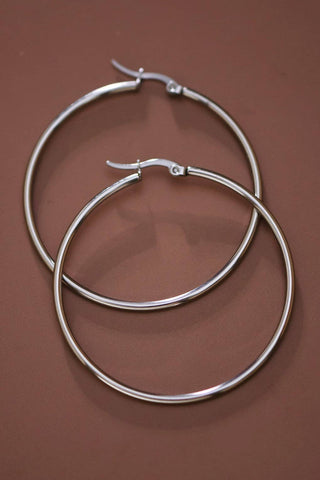 Classic Hoop Earrings | Silver Tarnish-Resistant Waterproof Stainless Steel