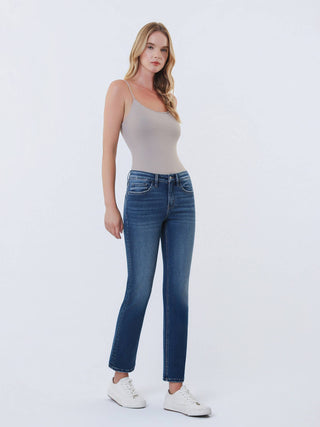 Aura Mid Rise Straight Leg Jeans