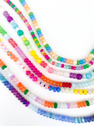 Sorbet Glow Rainbow Gemstone Bead Necklace