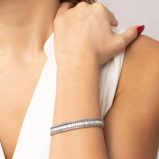 Snake Square Cubic Zirconia Stone Tennis Chain Bracelet