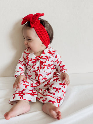 Red Bows Organic Pointelle Lounge Set