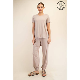 Plus Size Viscose Modal Short Sleeve Top | Mist Blue