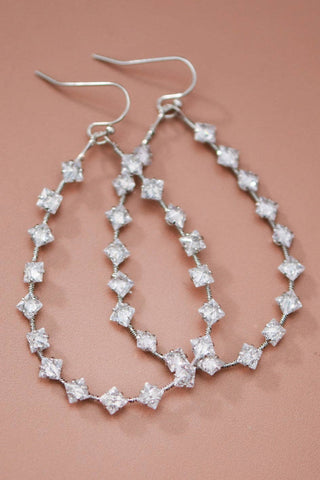 Wire Wrapped Zircon Crystal Teardrop Earrings | Multiple Metal Options