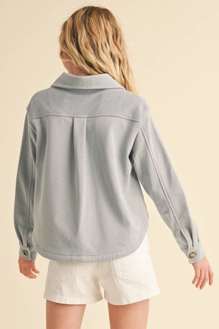 Del Double Pocket Cropped Soft Shacket | Tween 7-14