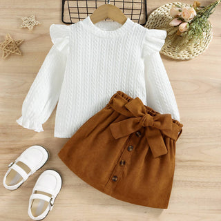 Palmer Ruffled Textured Tee & Belted Skirt
