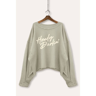 Howdy Darlin' Graphic Cropped Sweatshirt | Sage