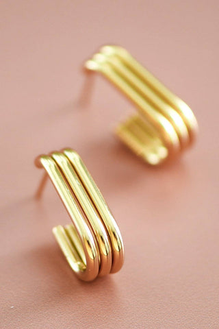 The Triple J Hoop Earrings | 18K Gold Plated Waterproof Stainless Steel