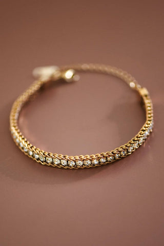 Crystal Chain Bracelet | 18K Gold Plated Stainless Steel