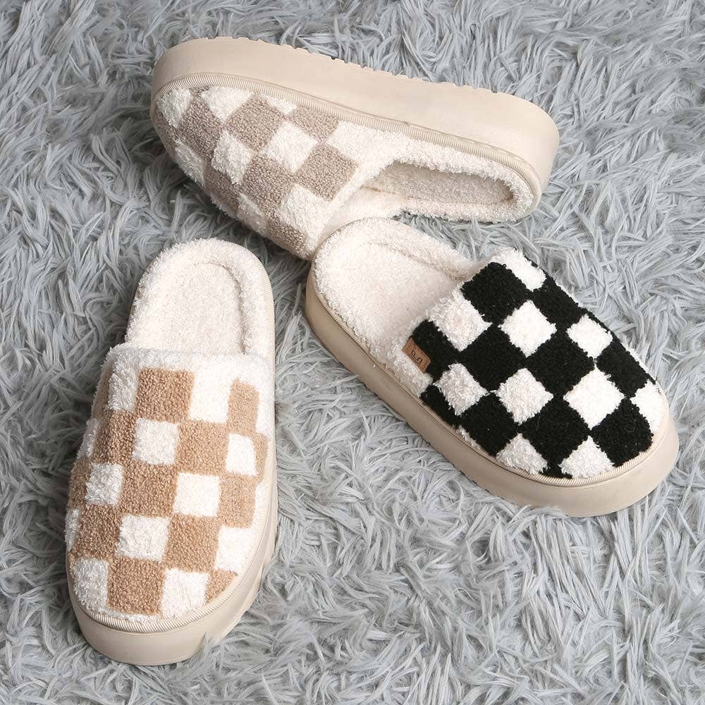 Checkered Platform Slippers