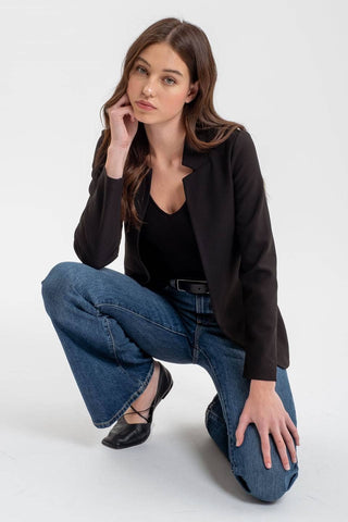 Nelly Notched Collar Long Line Blazer | Khaki