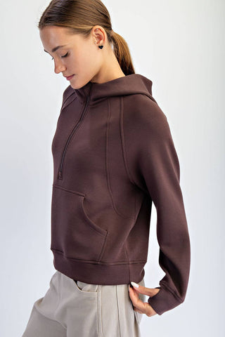 Modal Scuba Quarter Zip Hoodie Jacket | Heather Charcoal