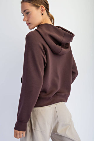 Modal Scuba Quarter Zip Hoodie Jacket | Heather Charcoal
