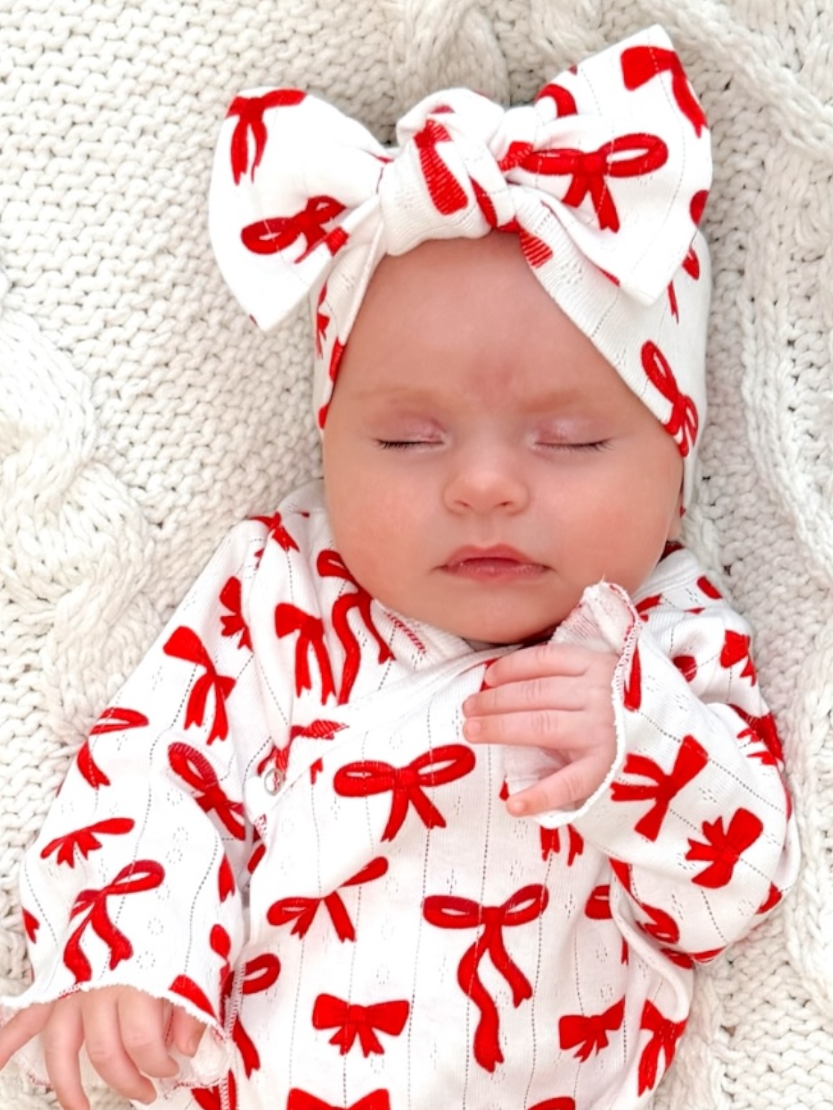 Red Bows | Organic Pointelle Bow