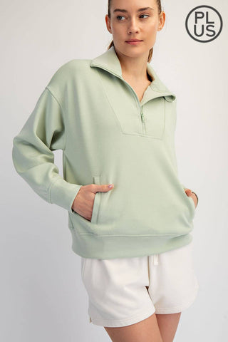Plus Size Modal Scuba Quarter Zip Pullover | Multiple Colors