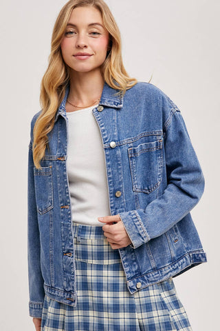Darby Denim Button Down Oversized Jacket | Black Wash