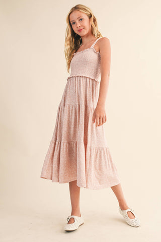 Twyla Smocked Tiered Midi Dress | Tween 7-12