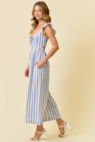 Stella Wide Leg Culotte Jumpsuit | Beige