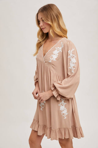 Samantha Embroidered Ruffled Dress | Sage