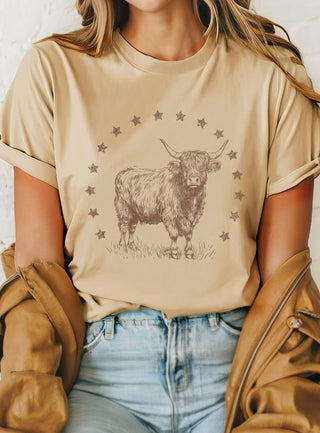 Highland Cow Tee | Tan