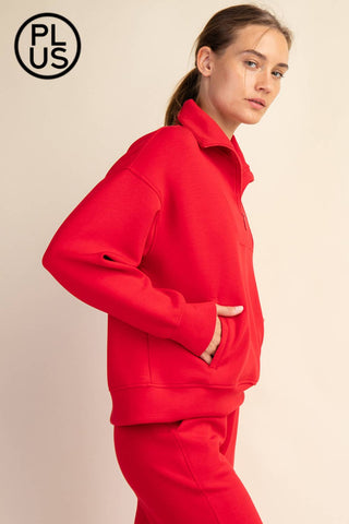 Plus Size Modal Scuba Quarter Zip Pullover | Multiple Colors