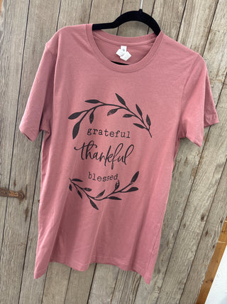 Grateful Thankful Blessed Tee | Mauve