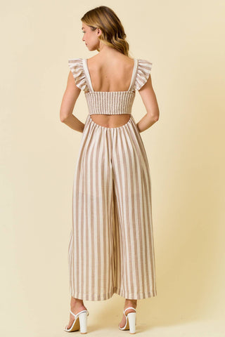 Stella Wide Leg Culotte Jumpsuit | Beige