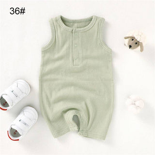 Organic Cotton Sleeveless Baby Romper | Camel