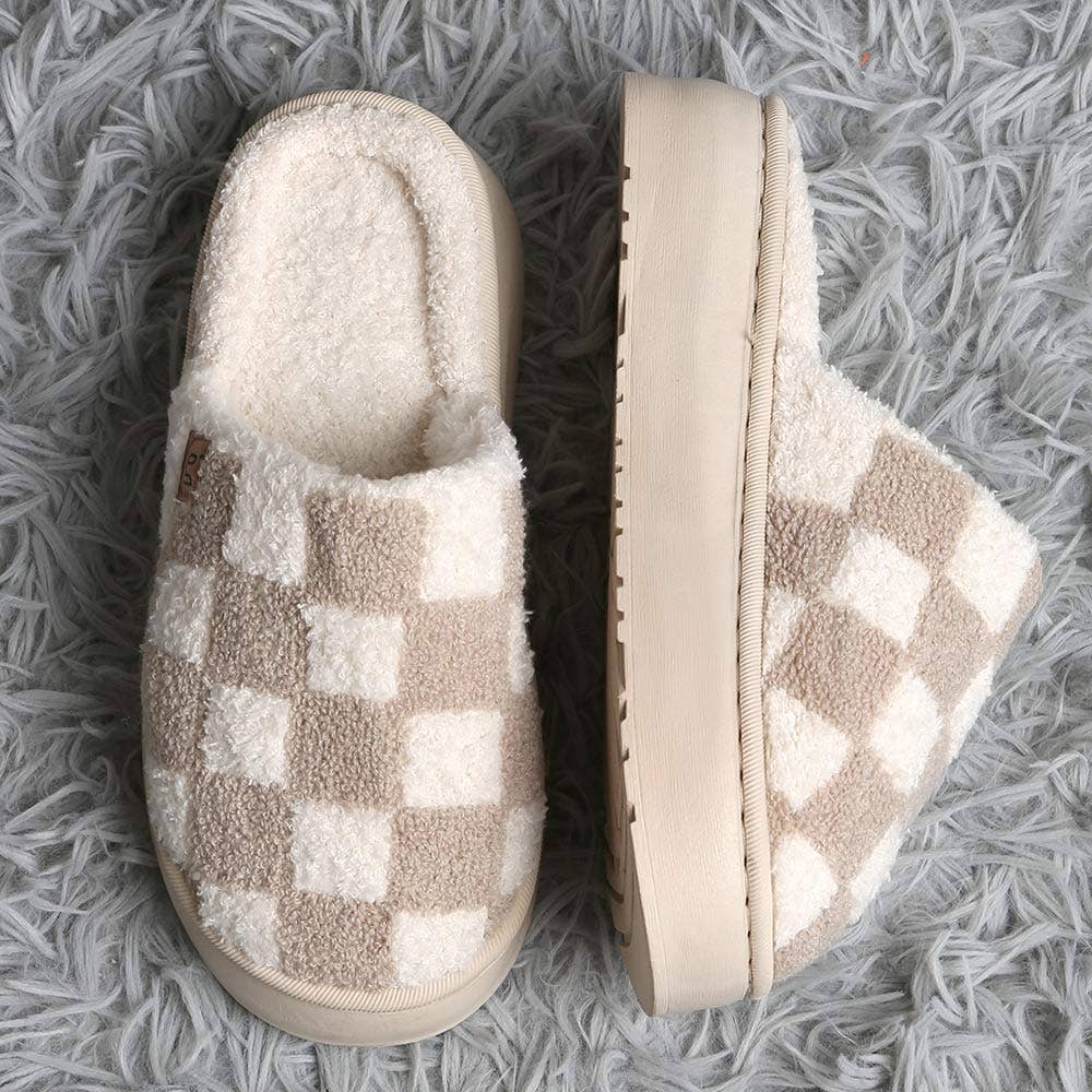 Checkered Platform Slippers