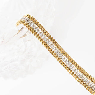 Snake Square Cubic Zirconia Stone Tennis Chain Bracelet