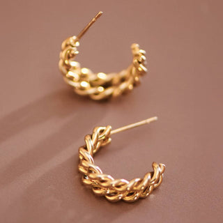 Double Twist Hoop Earrings | 18K Gold Plated Waterproof Stainless Steel