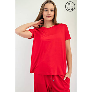 Plus Size Viscose Modal Short Sleeve Top | Mist Blue