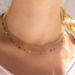 Multi Confetti Chain Necklace | 18K Gold PVD Stainless Steel
