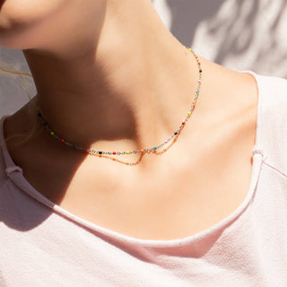 Multi Confetti Chain Necklace | 18K Gold PVD Stainless Steel