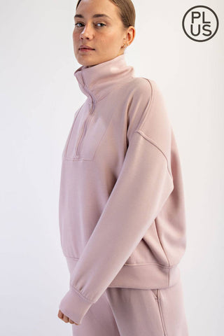 Plus Size Modal Scuba Quarter Zip Pullover | Multiple Colors