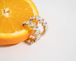 Marquis CZ Stone Hoop Earrings | 18K Gold PVD + Stainless Steel