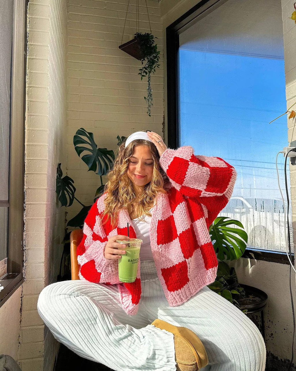 Lover Plaid Chunky Knit Cardigan
