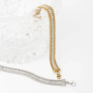 Snake Square Cubic Zirconia Stone Tennis Chain Bracelet