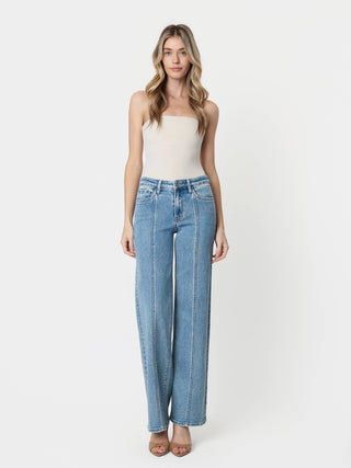 Billbergia High Rise Medium Was Seamed Panel Wide Leg Jean | Vervet