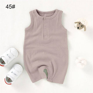 Organic Cotton Sleeveless Baby Romper | Camel