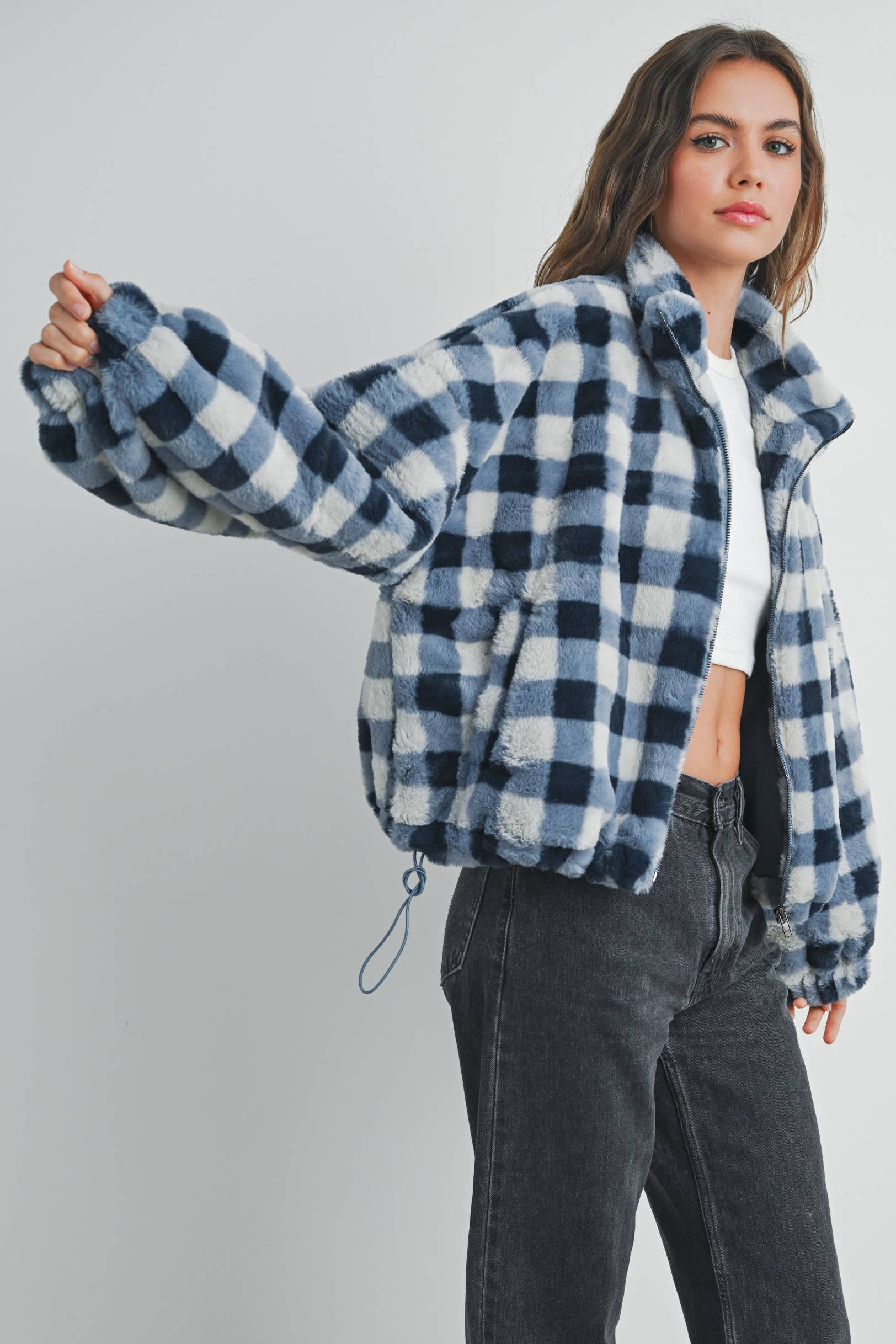Delaney Drop Shoulder Plaid Jacket | Rust