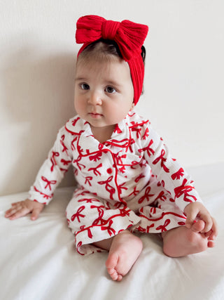 Red Bows Organic Pointelle Lounge Set