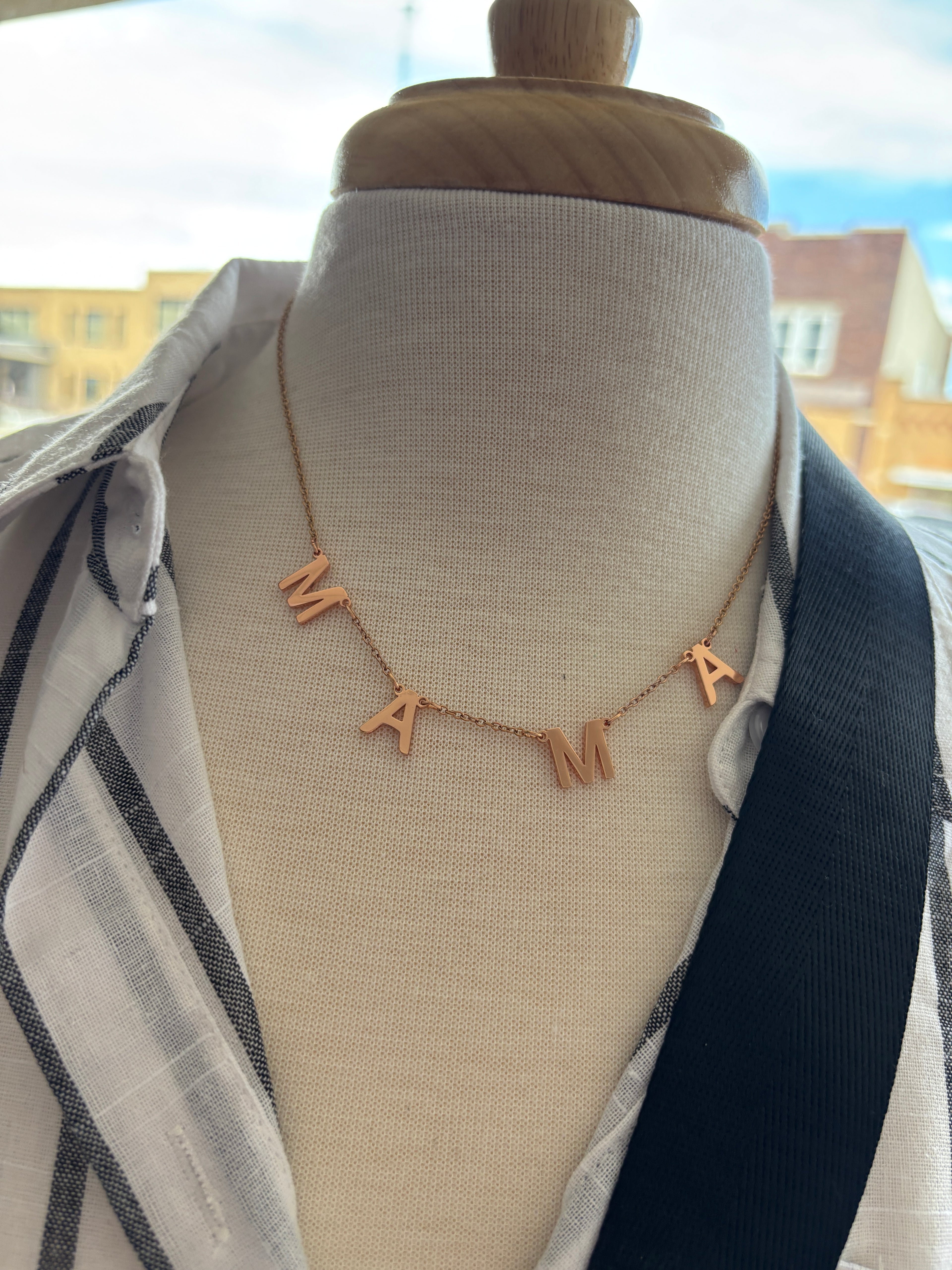 Mama Spaced Stainless Steel Necklace