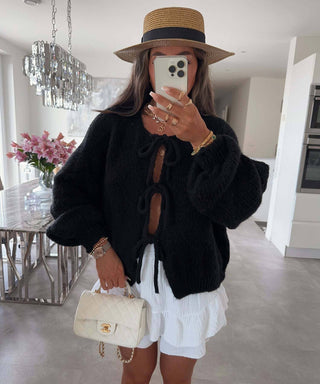 Bows For Days Cardigan | Beige