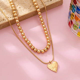 Double Layer Heart Charm Necklace