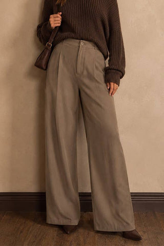 Catherine High Waist Wide Leg Pants | Light Khaki